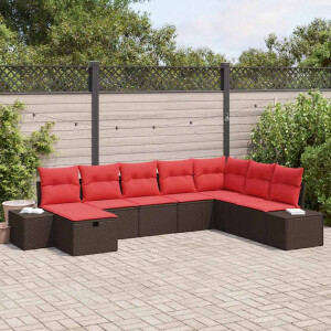 vidaXL Tuin Sofa Set met kussen 8 pcs Bruin poly rattan