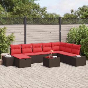 vidaXL Tuin Sofa Set met kussen 9 pcs Bruin poly rattan