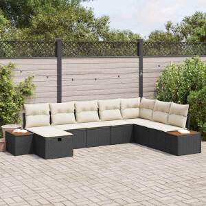 vidaXL Tuin Sofa Set met kussen 8 pcs Zwart Poly riet
