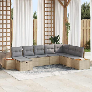 vidaXL Tuin Sofa Set met kussen 8 pcs Beige Poly riet