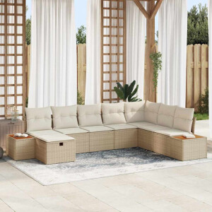 vidaXL Tuin Sofa Set met kussen 8 pcs Beige Poly riet