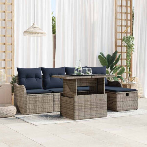 vidaXL Tuin Sofa Set 6 st Grijs poly rattan