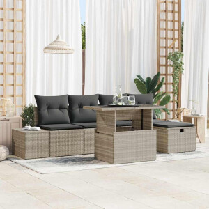 vidaXL Tuin Sofa Set met kussen met opslag 6 pcs Poly riet