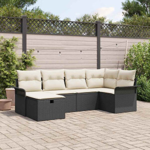 vidaXL Tuin Sofa Set met kussen met opslag 6 pcs Poly riet