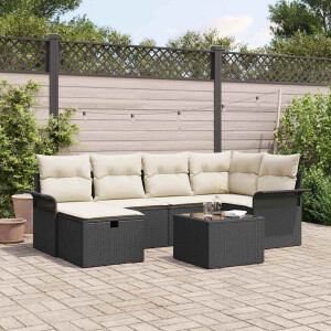 vidaXL Tuin Sofa Set met kussen met opslag 7 pcs Poly riet