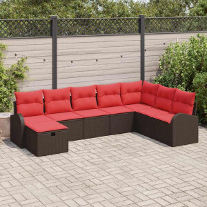 vidaXL Tuin Sofa Set met kussen met opslag 8 pcs Bruin Poly riet