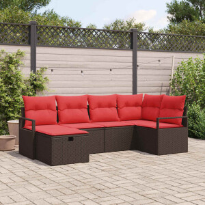 vidaXL Tuin Sofa Set met kussen met opslag 6 pcs Bruin poly rattan