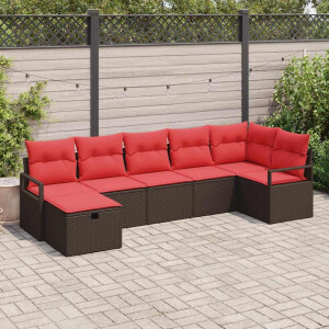 vidaXL Bankstel met kussen 4 pcs poly rattan