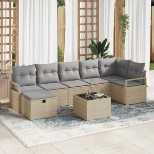 vidaXL Bankstel met kussen 5 pcs poly rattan