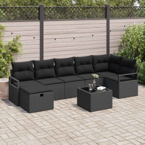vidaXL Bankstel met kussen 5 pcs poly rattan