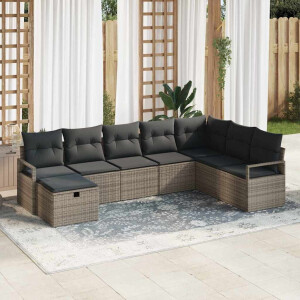 vidaXL Bankstel met kussen 5 pcs poly rattan