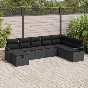 vidaXL Bankstel met kussen 6 pcs poly rattan