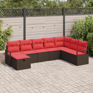 vidaXL Bankstel met kussen 6 pcs poly rattan