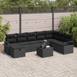 vidaXL Bankstel met kussen 6 pcs poly rattan