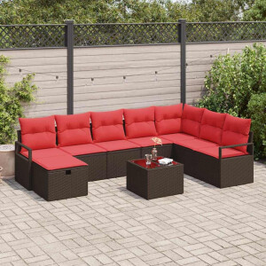 vidaXL Bankstel met kussen 5 pcs poly rattan