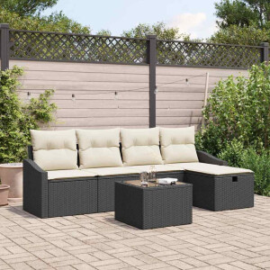 vidaXL Bankstel met kussen 5 pcs poly rattan