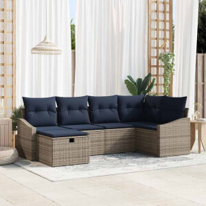 vidaXL Bankstel met kussen 3 pcs poly rattan