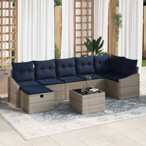 vidaXL Bankstel met kussen 5 pcs poly rattan