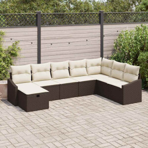 vidaXL Tuin Sofa Set met kussen 8 pcs Bruin 55 x 62 x 69 cm Poly riet