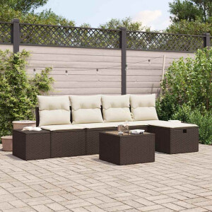 vidaXL Tuin Sofa Set met kussen 6 pcs Bruin 55 x 62 x 69 cm Poly riet