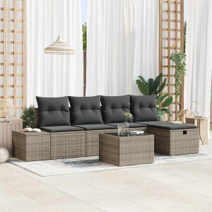 vidaXL Bankstel met kussen 5 pcs poly rattan