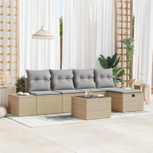 vidaXL Bankstel met kussen 5 pcs poly rattan