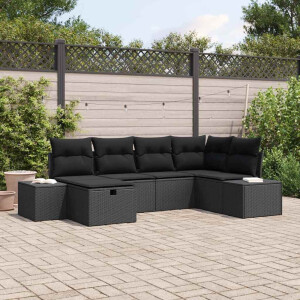 vidaXL Bankstel met kussen 6 pcs poly rattan