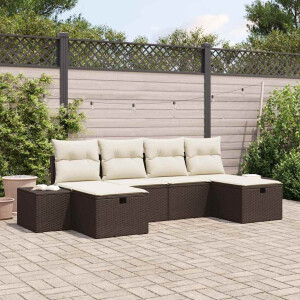 vidaXL Tuin Sofa Set met kussen met opslag 6 pcs Bruin poly rattan