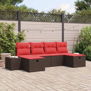 vidaXL Tuin Sofa Set 6 st Bruin poly rattan