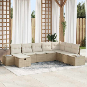 vidaXL Tuin Sofa Set met kussen 8 pcs Beige Poly riet