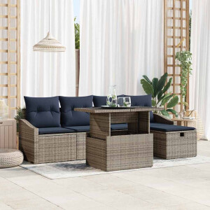vidaXL Tuin Sofa Set met kussen 6 pcs Grijs poly rattan