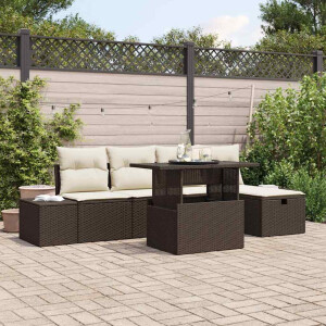 vidaXL Tuin Sofa Set 6 pcs Bruin poly rattan