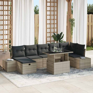 vidaXL Tuin Sofa Set 8 pcs Lichtgrijs poly rattan