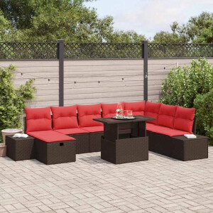 vidaXL Tuin Sofa Set 9 st Bruin poly rattan