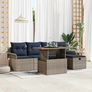vidaXL Tuin Sofa Set 6 pcs Grijs poly rattan