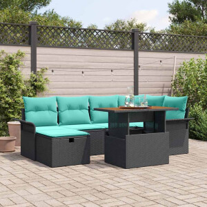 vidaXL Tuin Sofa Set 7 pcs Zwart poly rattan