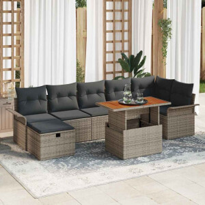 vidaXL Tuin Sofa Set 8 pcs Grijs poly rattan