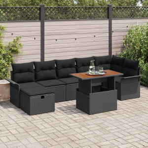 vidaXL Tuin Sofa Set 8 pcs Zwart poly rattan