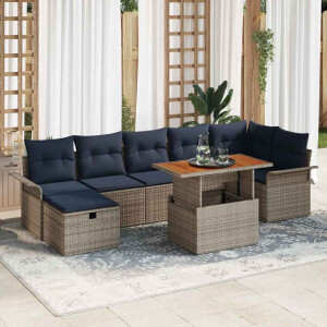 vidaXL Tuin Sofa Set 8 pcs Grijs poly rattan