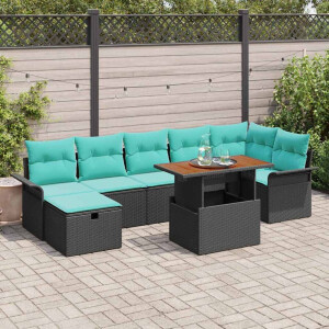 vidaXL Tuin Sofa Set 8 pcs Zwart poly rattan