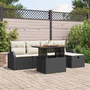 vidaXL Tuin Sofa Set 6 pcs Zwart poly rattan
