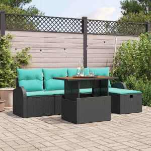 vidaXL Tuin Sofa Set 6 pcs Zwart poly rattan