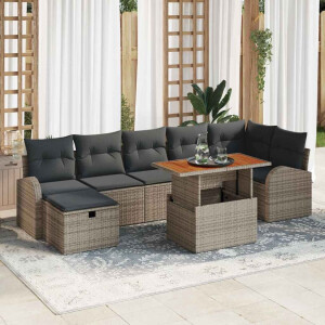 vidaXL Tuin Sofa Set 8 pcs Grijs poly rattan