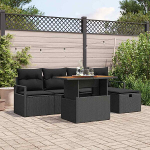 vidaXL Tuin Sofa Set 6 pcs Zwart poly rattan