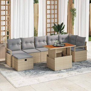 vidaXL Tuin Sofa Set 8 pcs Beige poly rattan