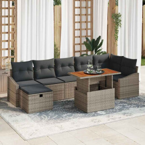 vidaXL Tuin Sofa Set 8 pcs Grijs poly rattan