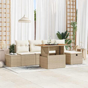 vidaXL Tuin Sofa Set 6 pcs Beige poly rattan