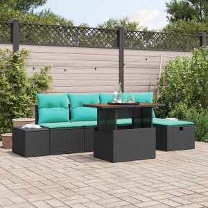 vidaXL Tuin Sofa Set 6 st Zwart poly rattan