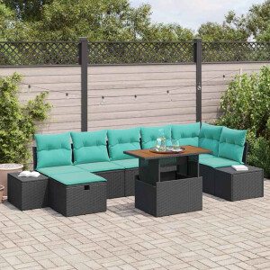 vidaXL Tuin Sofa Set 8 st Zwart poly rattan