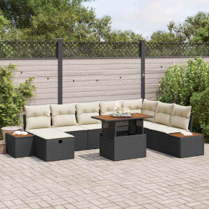 vidaXL Tuin Sofa Set 9 pcs Zwart poly rattan
